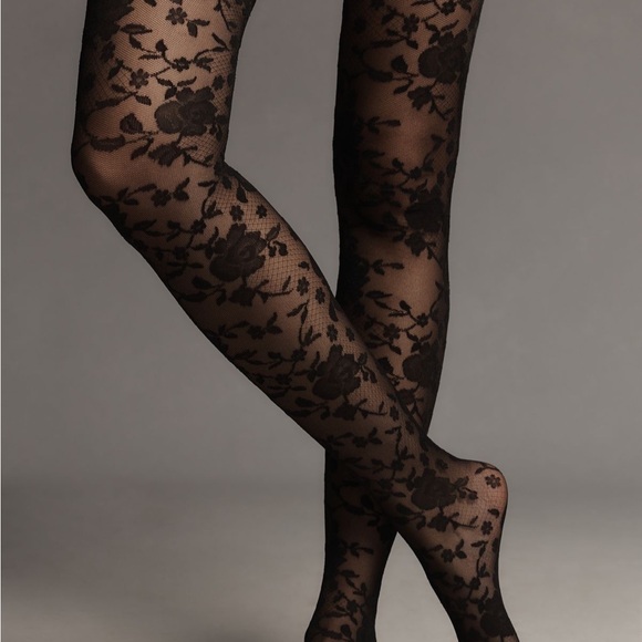 Anthropologie Accessories - Anthropologie Black Floral Lace Hosiery